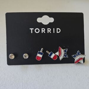 Torrid Red, Blue, and Silver Earrings Set